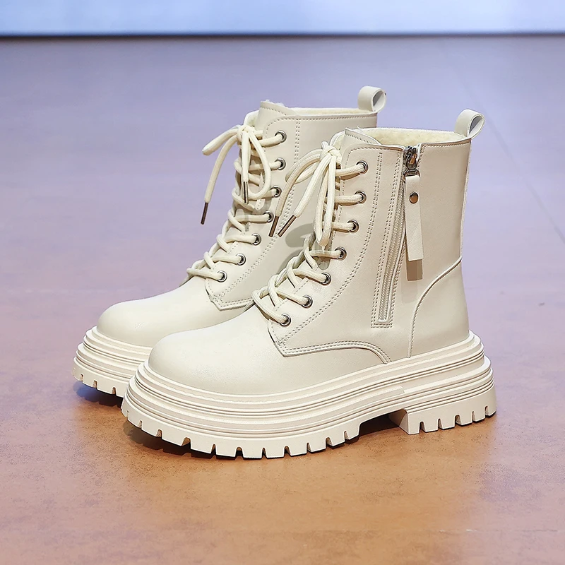 

2025 г., женские модные ботинки, кожаные ботильоны в стиле ретро, женские роскошные короткие ботинки на мягкой подошве, новые нескользящие туфли на платформе с круглым носком