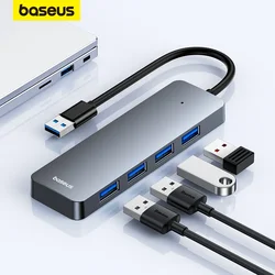 Baseus USB 허브 노트북 멀티 스플리터 어댑터, 샤오미 레노버 맥북 PC 컴퓨터 액세서리, 4 포트 ABS 허브, USB 3 0