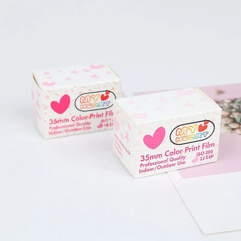 12 Sheets 35mm Color Print Film ISO 200 Universal 135 Camera Film Cute heart Film roll for Kodak Instamatic anautomatic camera