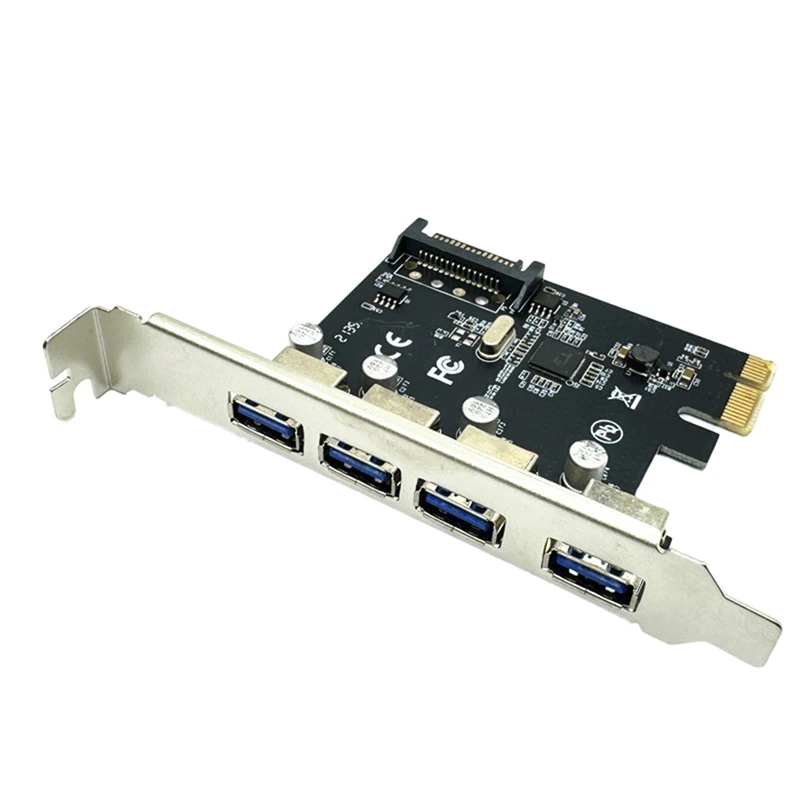 4 พอร์ต USB 3.0 การ์ดขยาย PCI-E PCI Express PCIe USB 3.0 Hub Adapter 5Gbps Riser Controller Extender พร้อม SATA Power