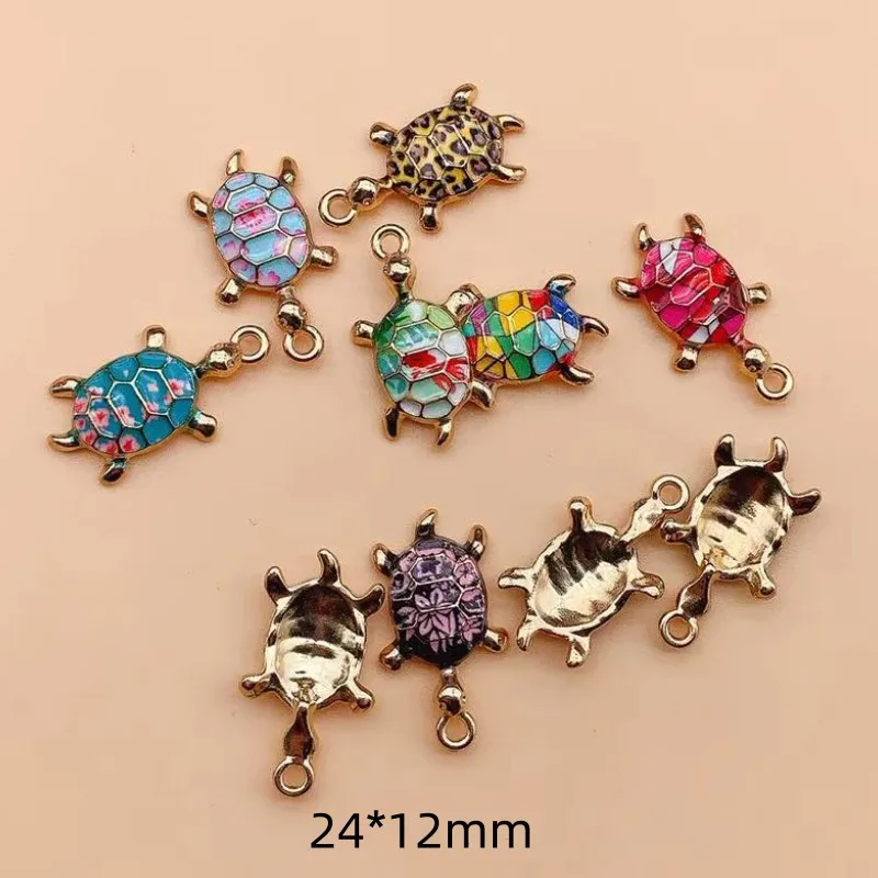 10pcs Enamel Sea Turtle Charm for Jewelry Making Supplies Bulk Animal Cute Necklace Pendant Phone Earring Charms Diy Accessories