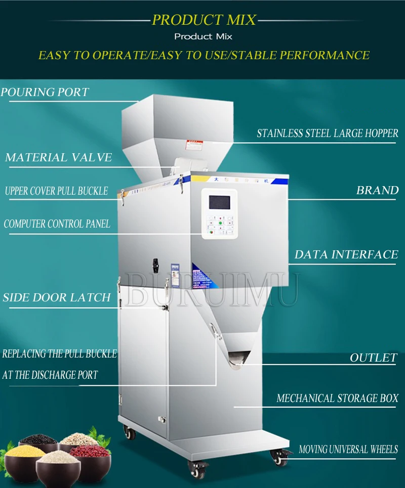 20-5000g Particle Bag Tea Packaging Machine Cand Hardware Nut Powder Coffee Digital Control Automatic Weighing Filling Machine