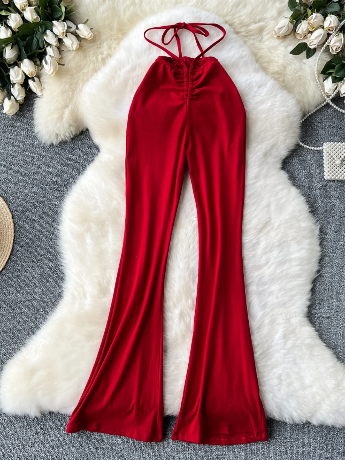 

Sexy Body-Shaping Casual Pants Design Belt Tightening Slimming Flared Long Pants Sports Yoga Pants High Waist Commute Style