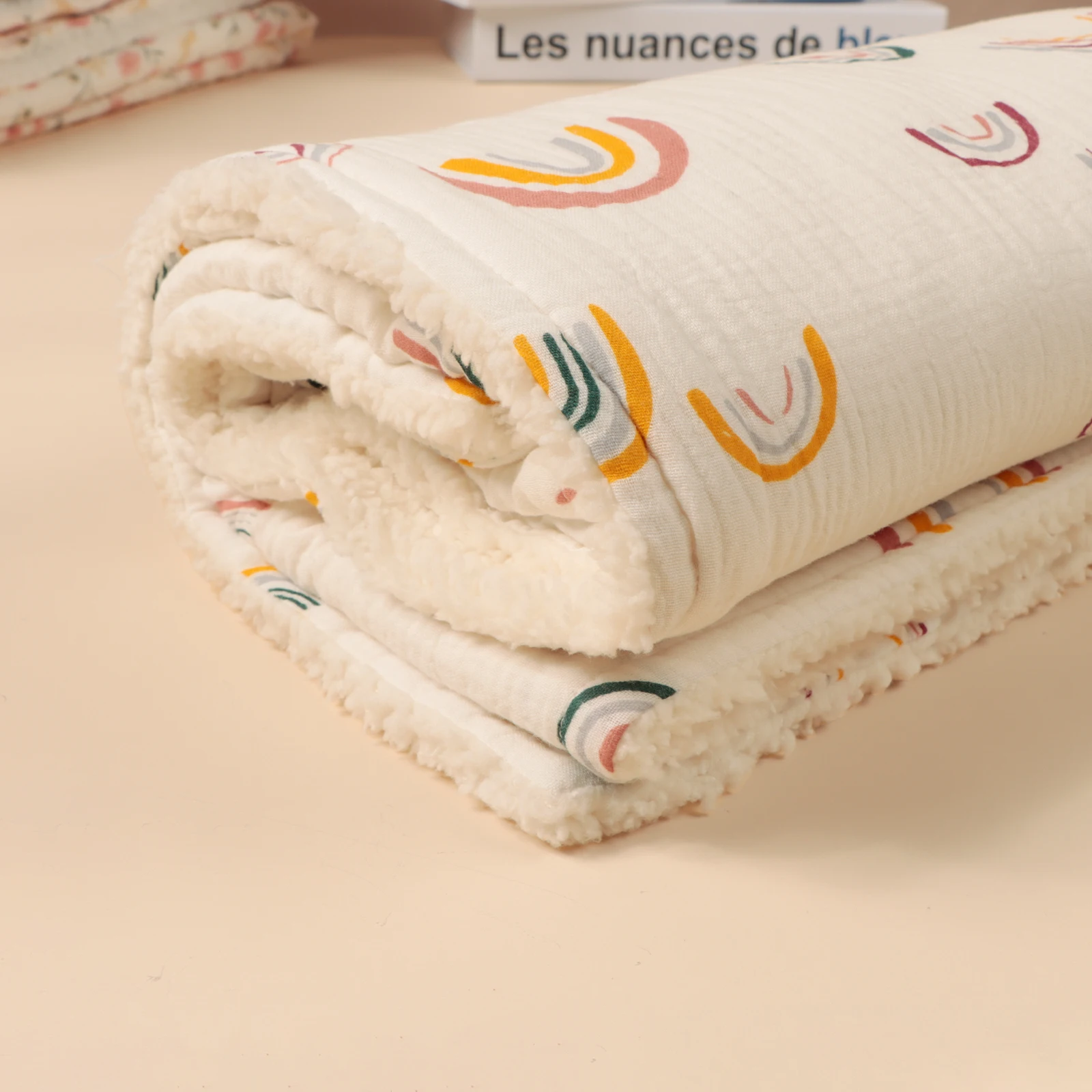 الشتاء الطفل بطانية سميكة من القطن طباعة تقليد الصوف لحاف دافئ لحديثي الولادة السرير الاطفال غطاء ناعم بطانية للخارجية #5