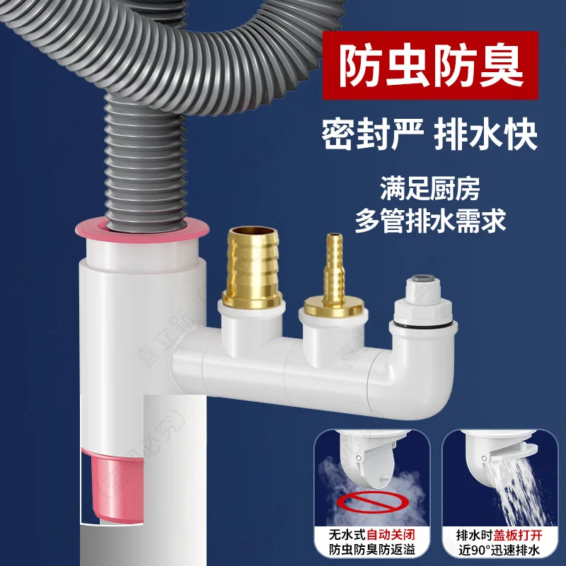 Kitchen sewer tee, water purifier, dishwasher, sink drain joint, tee