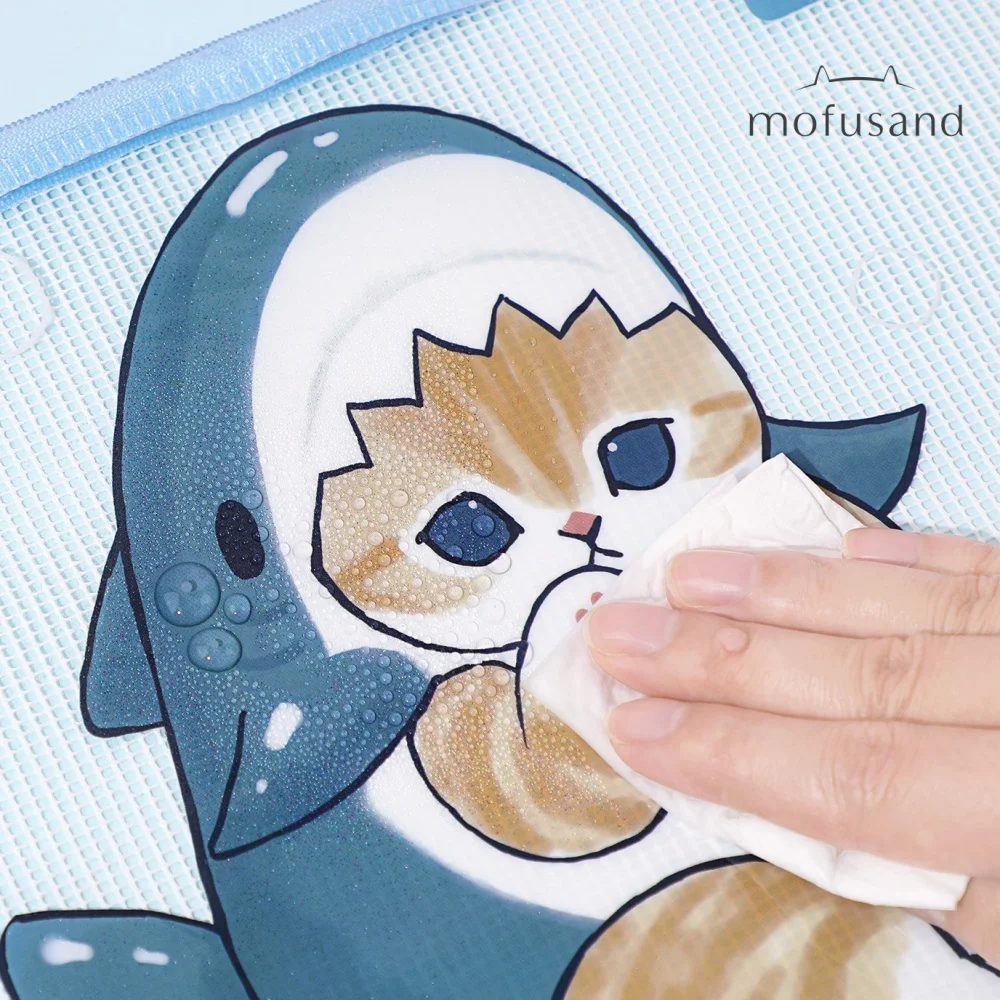 A4/A5 Genuine Mofusand Shark Cat Document Pouch School Stationery Storage Bag Cartoon Mesh Zipper Waterproof Folders Girls Gifts view 5