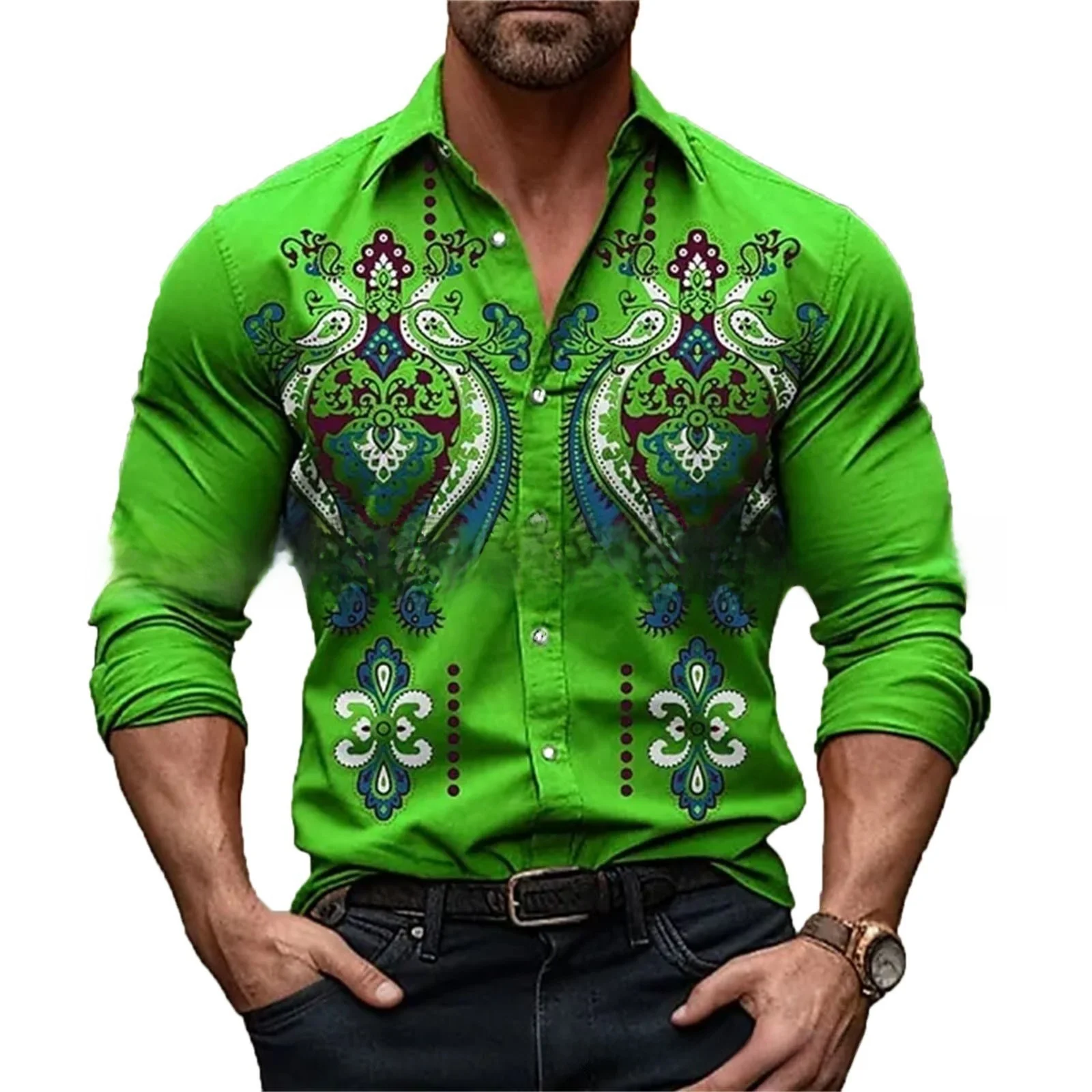 

Men's Digital Heat Transfer ort Sve irt Lapel Design Polyester Fiber Summer Casual Wear Printed Striped Pattern