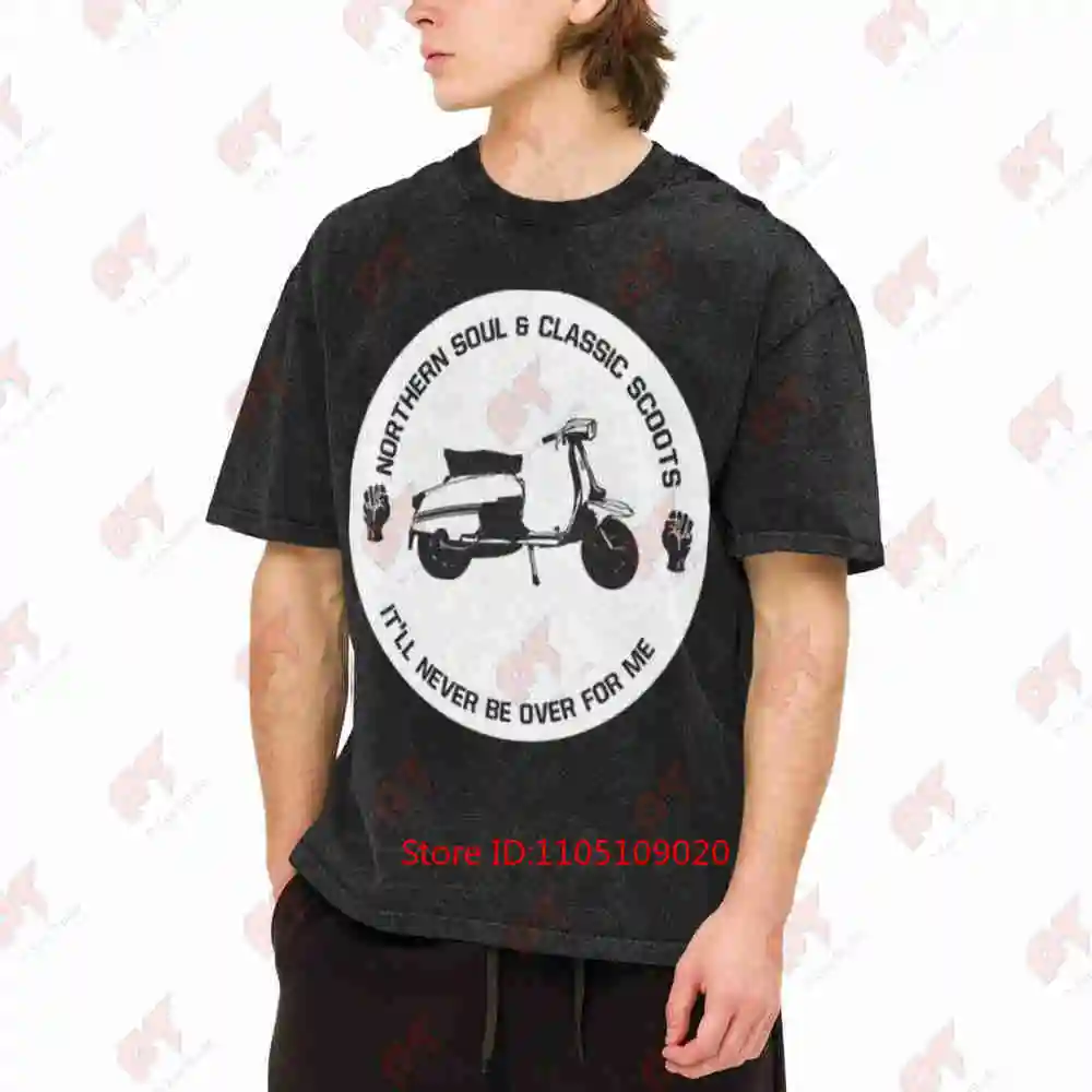 T-shirt da uomo in puro cotone, modello Northern Soul Classico, stile vintage, effetto lavato.