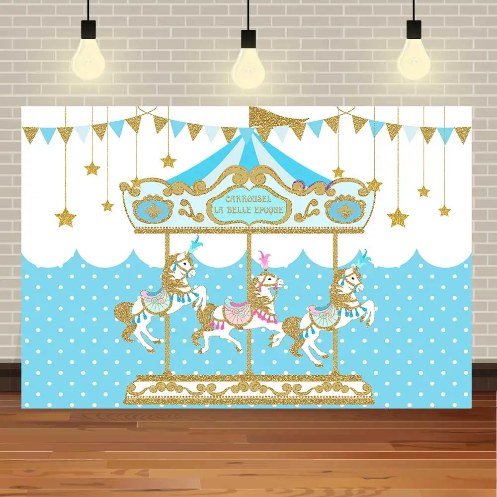 NeoBack Carousel Horse Birthday Background Circus Photography Baby Pink Party Decor Backdrop Photocall Photophone Photographic