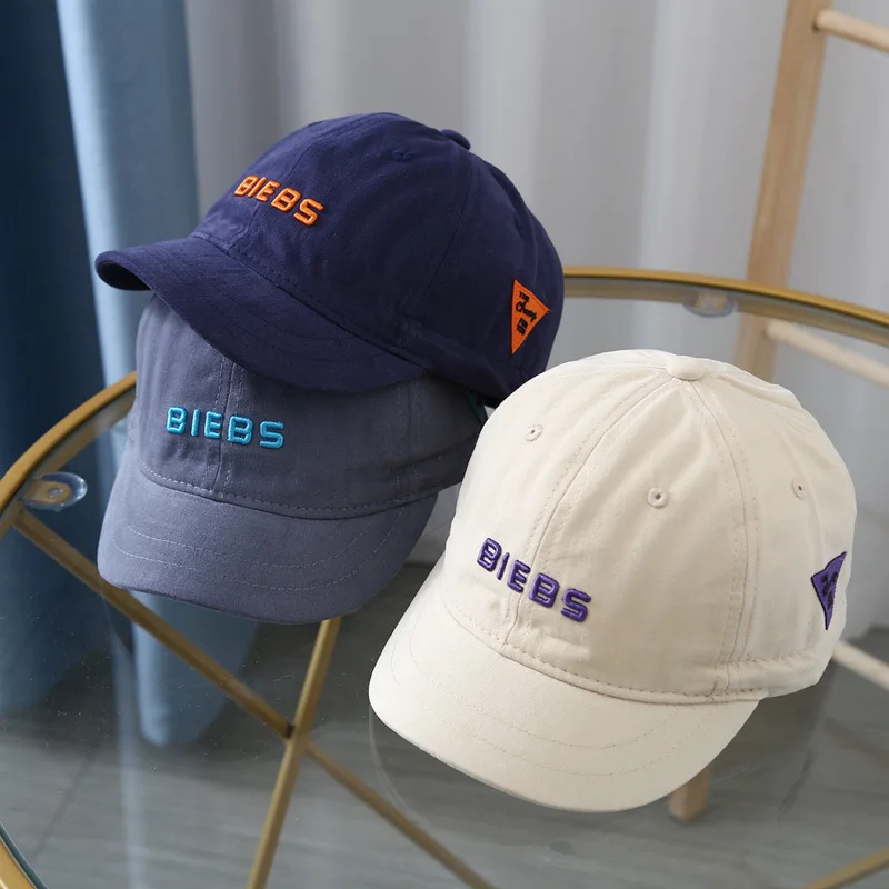 

Letter short brim baseball cap children summer fashion casual soft top short brim hat peaked cap trendy man
