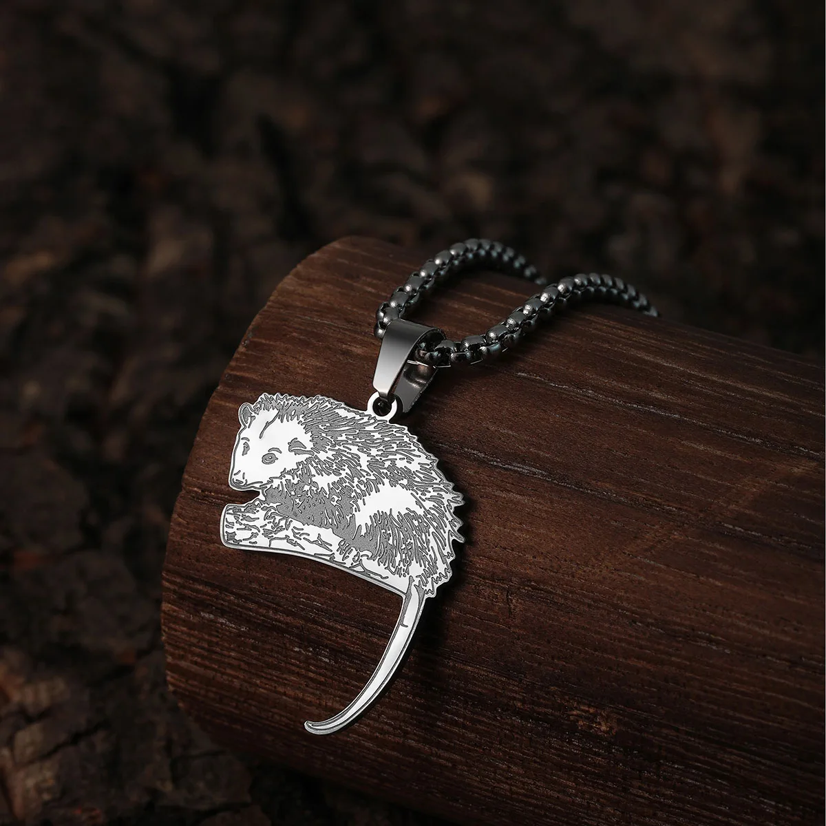 Chandler North American Marsupial Ornament Critter Collection Pendant Necklace Stainless Steel Jewelry for Men Women