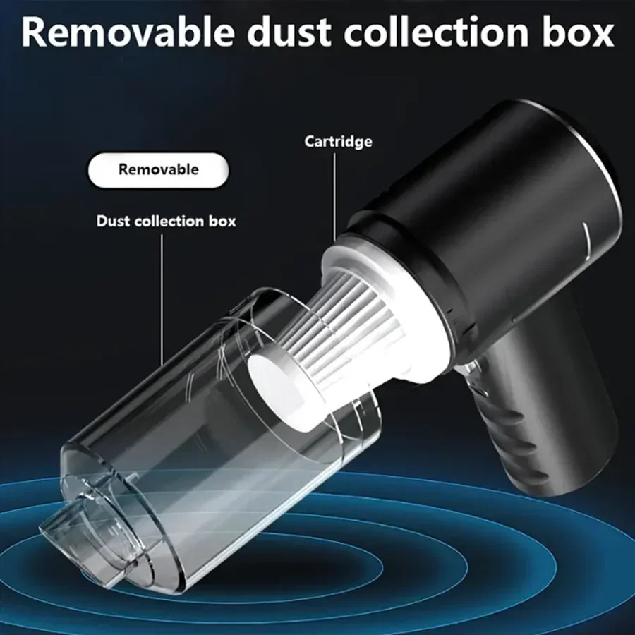 PCMOS 1PC Wireless Vacuum Cleaner Dual Use for Home and Car 120W High Power Powerful Vacuum Cleaner Black