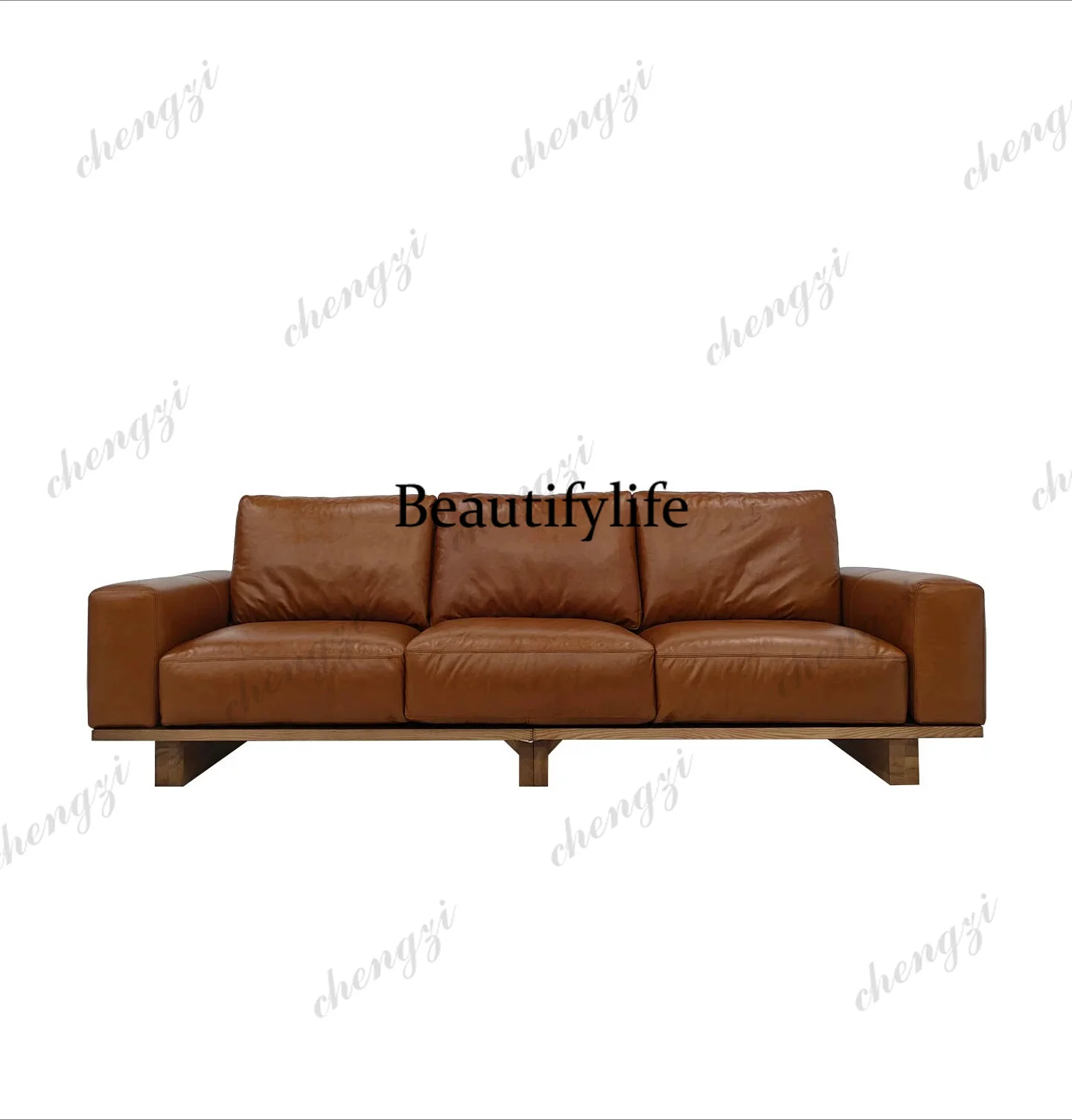 Sofa solid wood base living room furniture high backrest modern simple sofa retro style