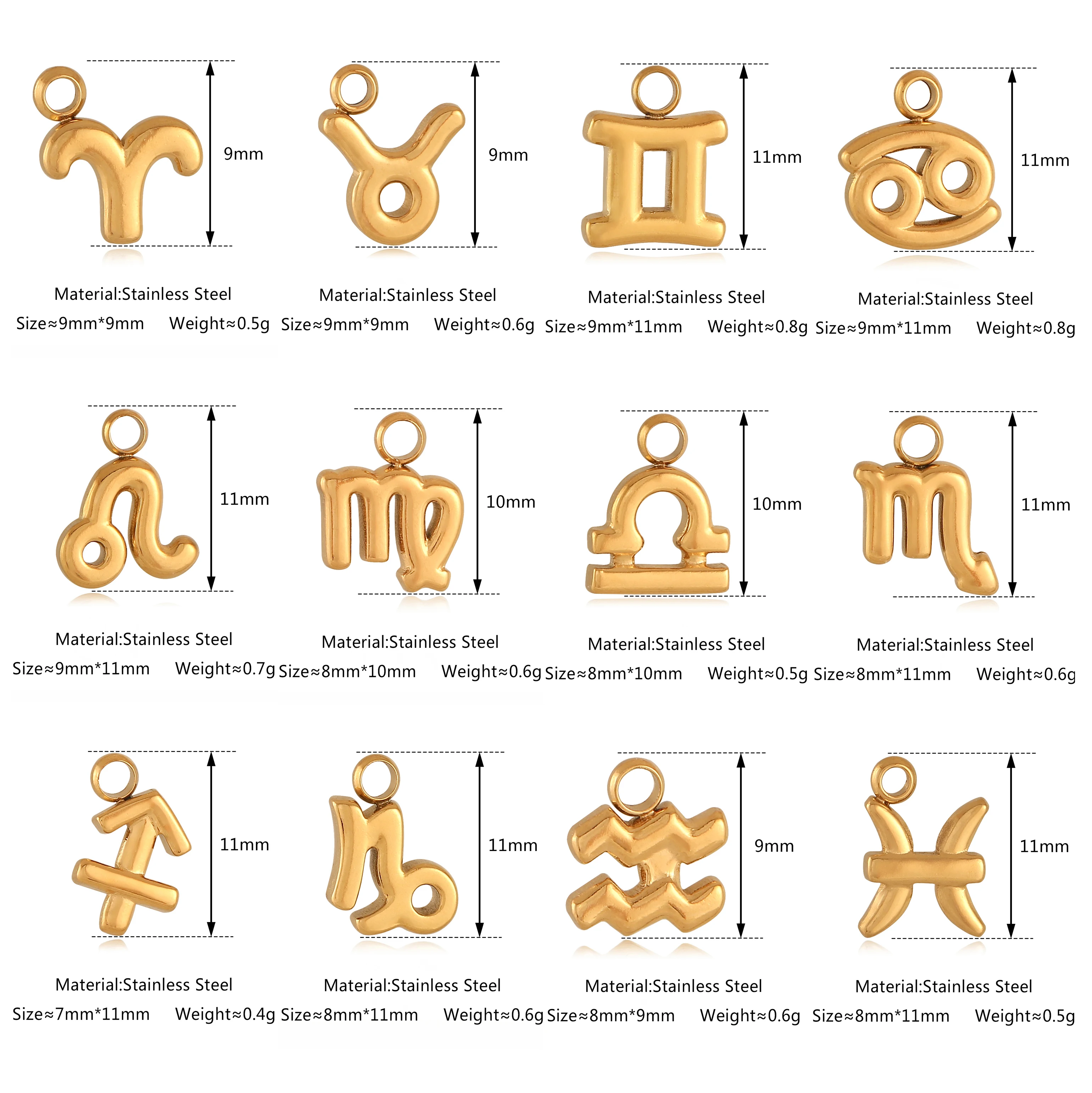 Zodiac Sign Charms Stainless Steel Constellations 12 Astrology Leo/Gemini/Taurus Pendant DIY Bracelets Necklaces Jewelry Making