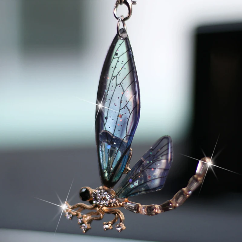 Delightful Dragonfly Car Ornament Handcrafted Hanging Mirror Charm With Dazzling Colors Add Touch Of Elegance To Your Vehicles I image 3