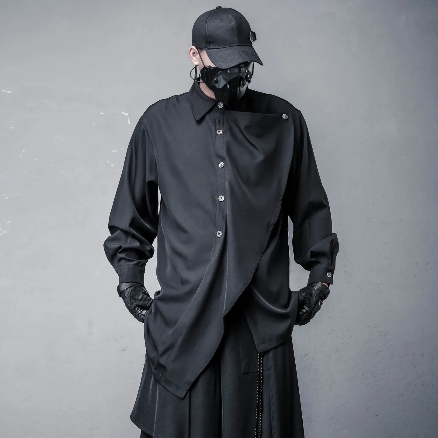 Designer Dark Deconstruction Retro Shirt Style Design Chinese Irregular Long Sleeve Shirt