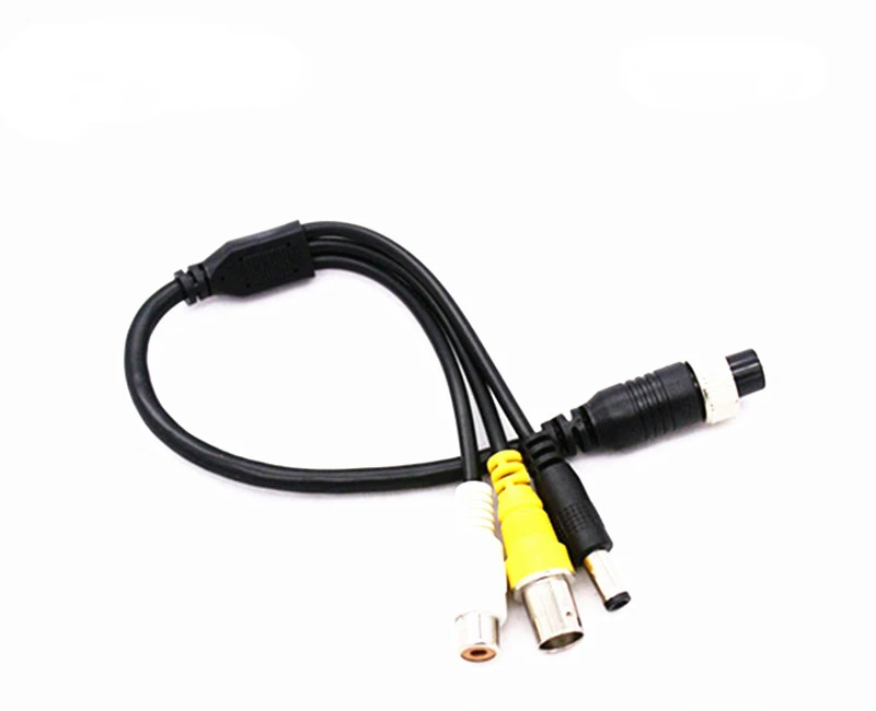 

Aircraft nose to vehicle BNC connection cable, audio and video power supply connection cable DC+BNC+RCA 4pin cable