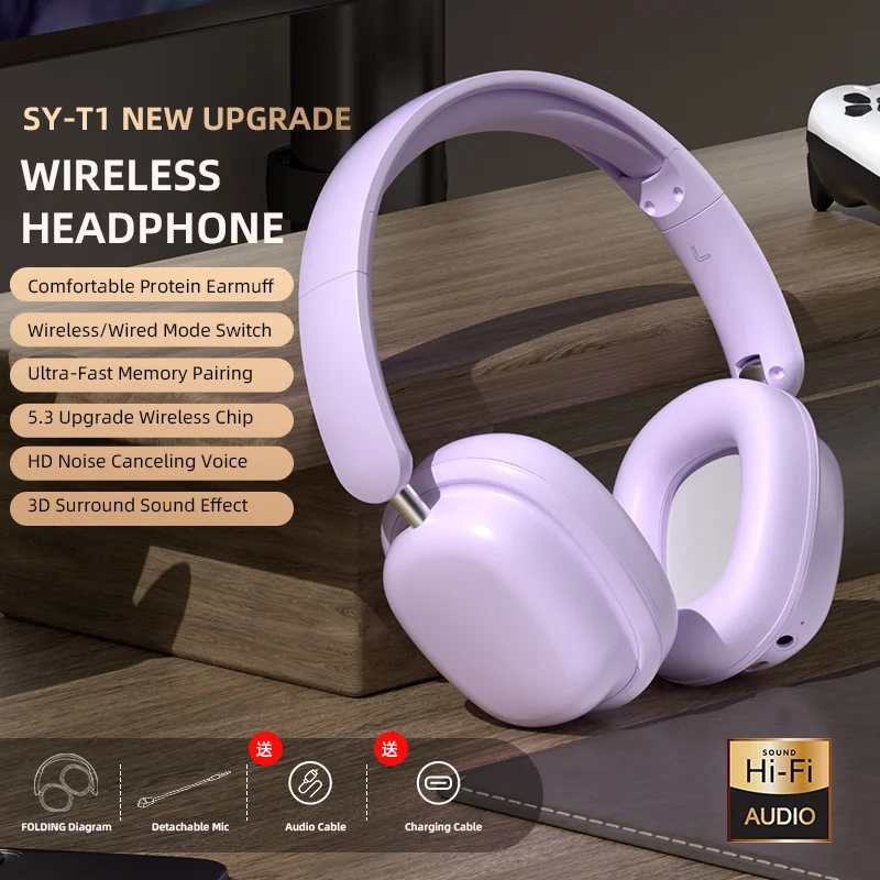 

2026 Приятная бюджетная накладная гарнитура Bluetooth 5.3 — шумоподавление ANC, аккумулятор 15 часов, водонепроницаемая двусторонняя стереосистема Hi-Res Audio