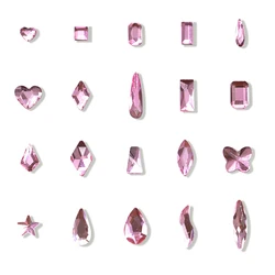 Light Rose 20pcs Nail Charms Rhinestones Mix Shapes Nail Diamonds Crystal for 3D Nails Art Decorations Accessories
