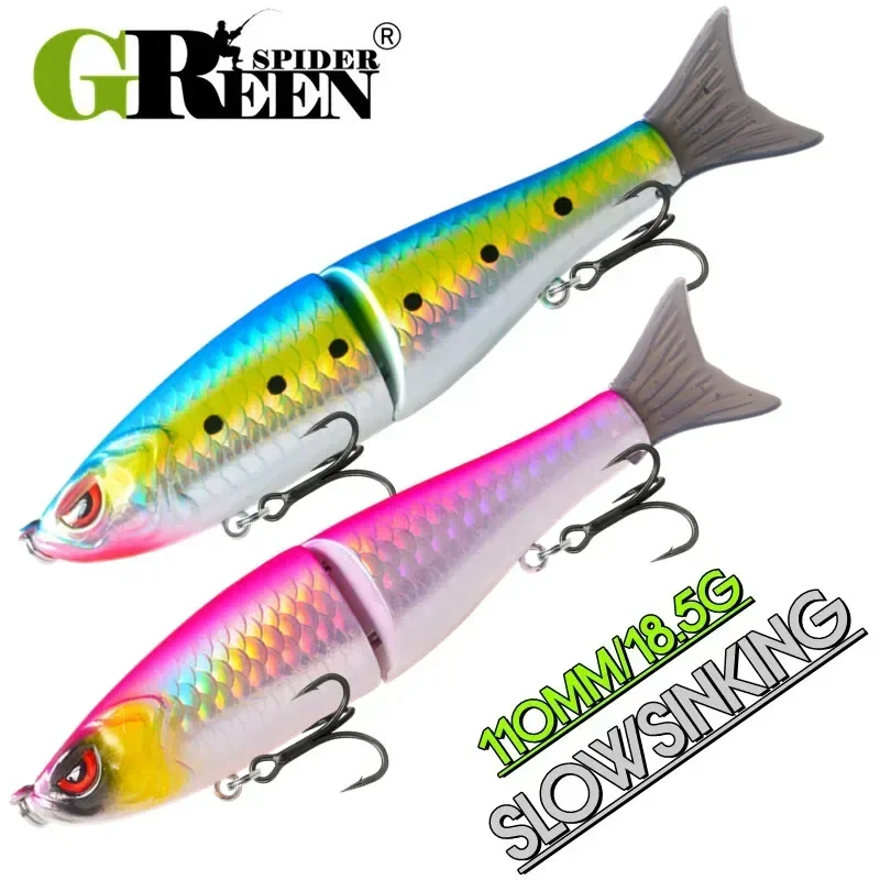 GREENSPIDER Slowsinking 110 mm 18,5 g 2-teiliges Gelenk S-Typ SwimBait Wobbler Mini-Köder für Angelzubehör Angelköder