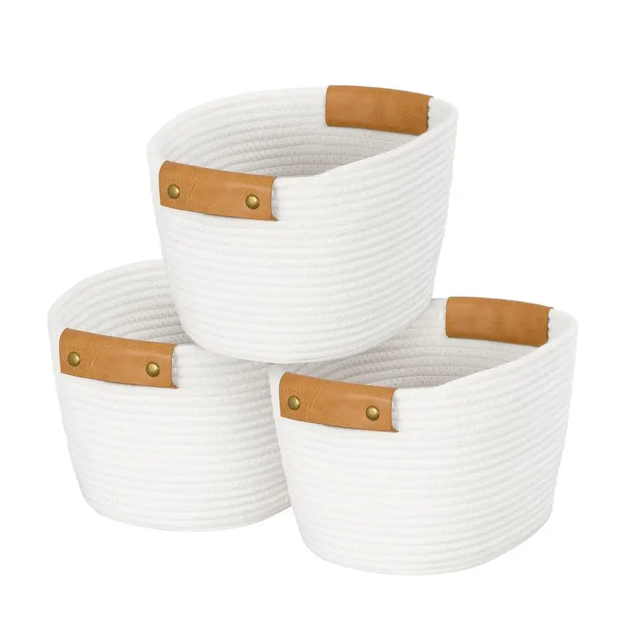 

Storage Basket Set, 3 Pack Baskets for Shelves, White Storage Baskets for Organizing Toys, 11.4Lx9.4Wx7.4H