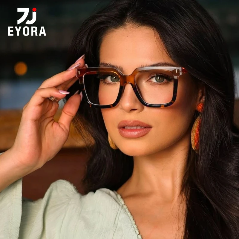 

EYORA Currents Personalized texture Square Reading glasses Anti Blue Ray Myopia and hyperopia Photochromic Prescription Eyewear