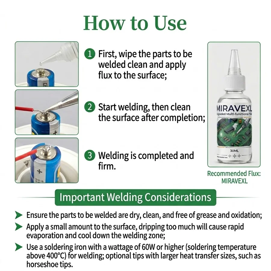 Professional MIRAVEXL 30ML Upgraded Multifunctional Welding Flux for Cellphone Laptop Motherboard PCB Repair No Clean Oil