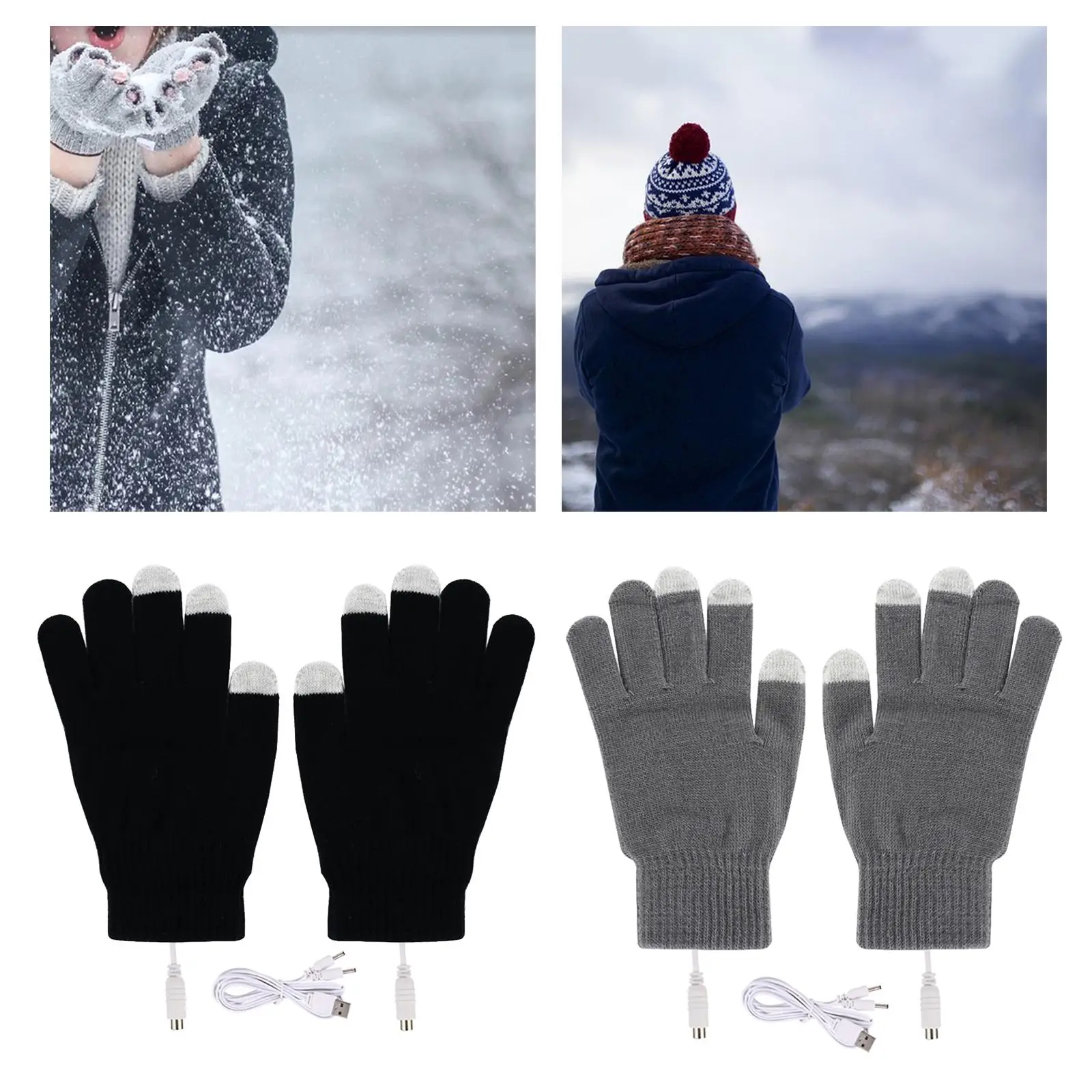 Heated Gloves for Cold Hands Rechargeable USB Electric Mitten Touch Screen Cotton Laptop Mouse Work Winter