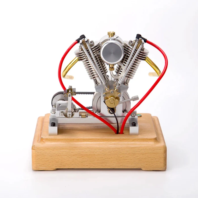 소형 V2 트윈 실린더 엔진 모델 4.4CC RTR 버전 금속 4행정 내연기관 CNC 장난감