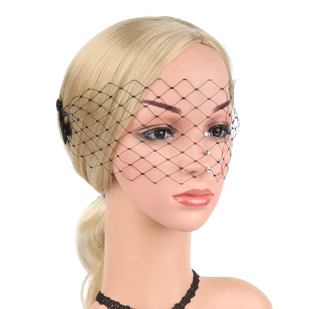 

Rhinestone Veil Headband Mesh Lace Fascinator Wedding Tea Party Hair Accessories Elegant Chic Women's Formal Headband