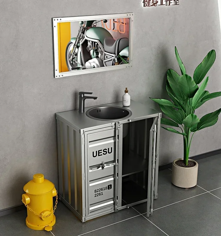 Bar industrial style color wash basin, personalized and creative  , floor mounted integrated column basin