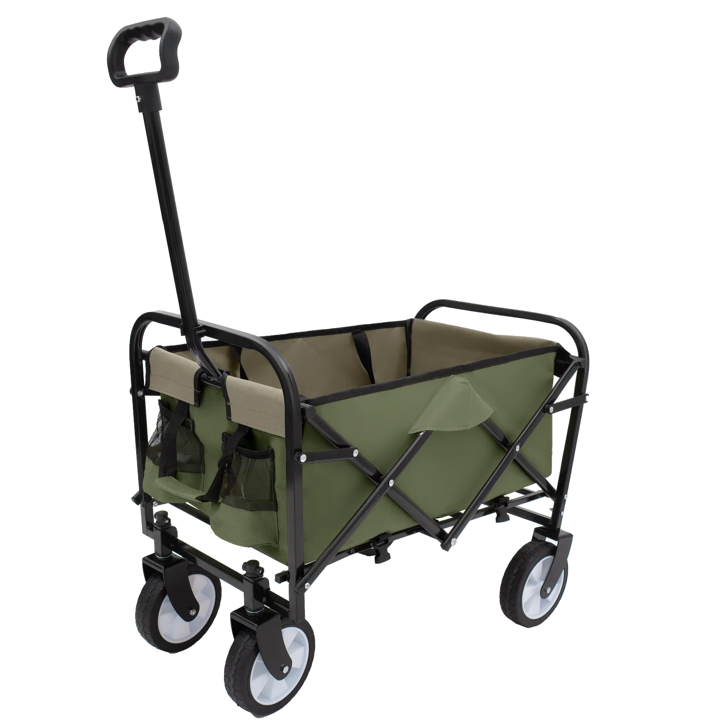 Collapsible Beach Utility Wagon with Strapping System, All-Terrain Wheels - Supports 225lbs