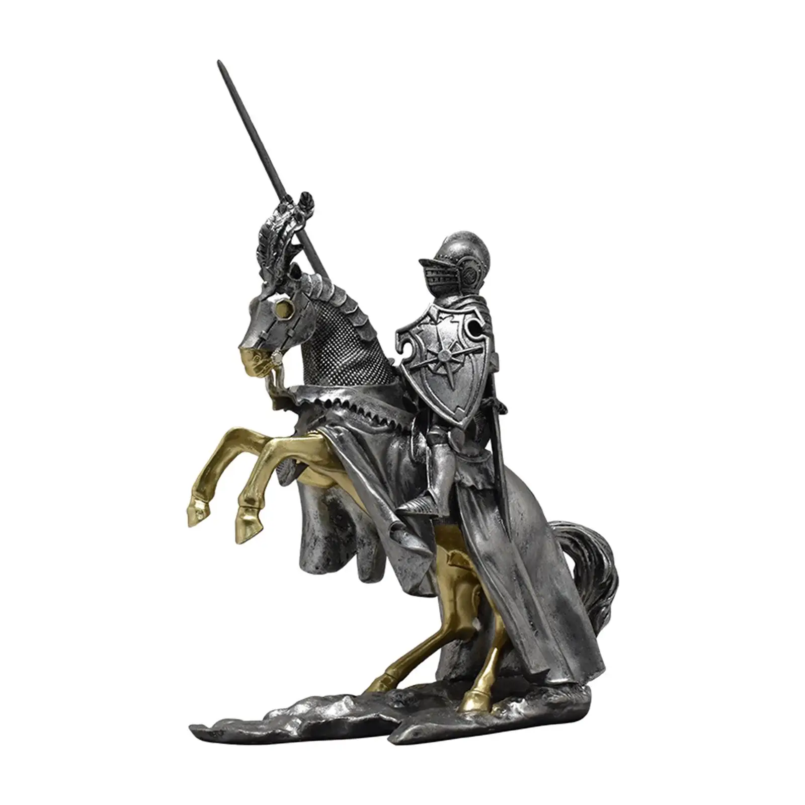 Knight Figurines Decorate Statue Resin Sculpture for Porch Bookshelf Office