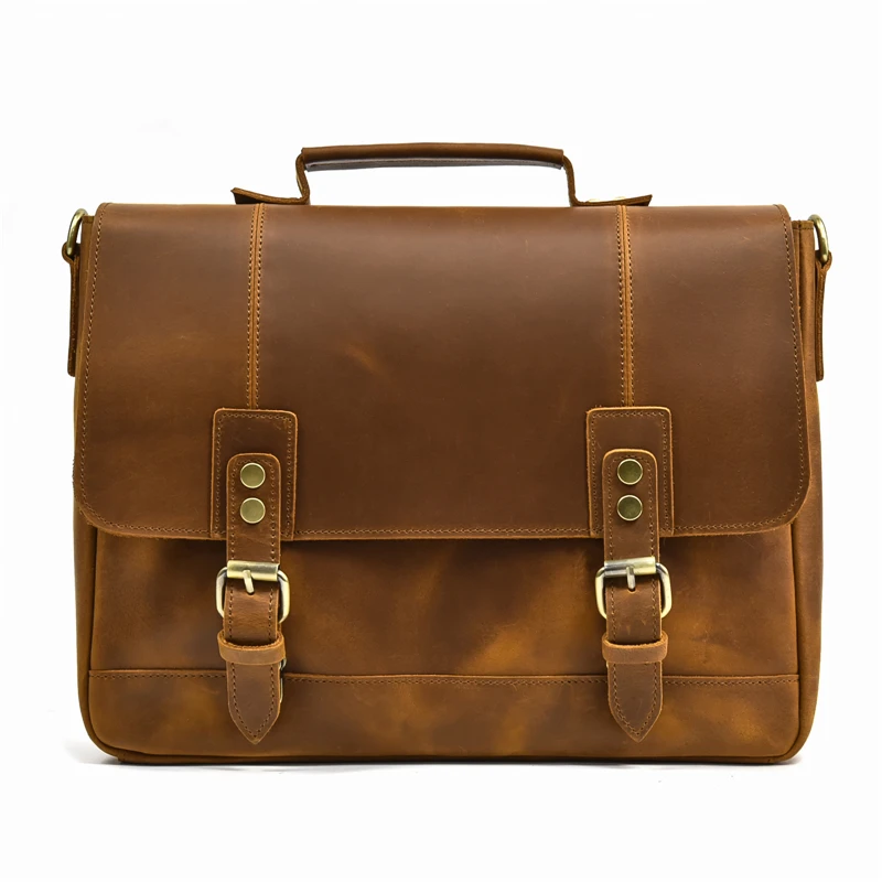 Borsa a tracolla zaino in pelle da uomo retrò Borsa a tracolla in vera pelle per uomo Borsa da lavoro maschile multifunzionale