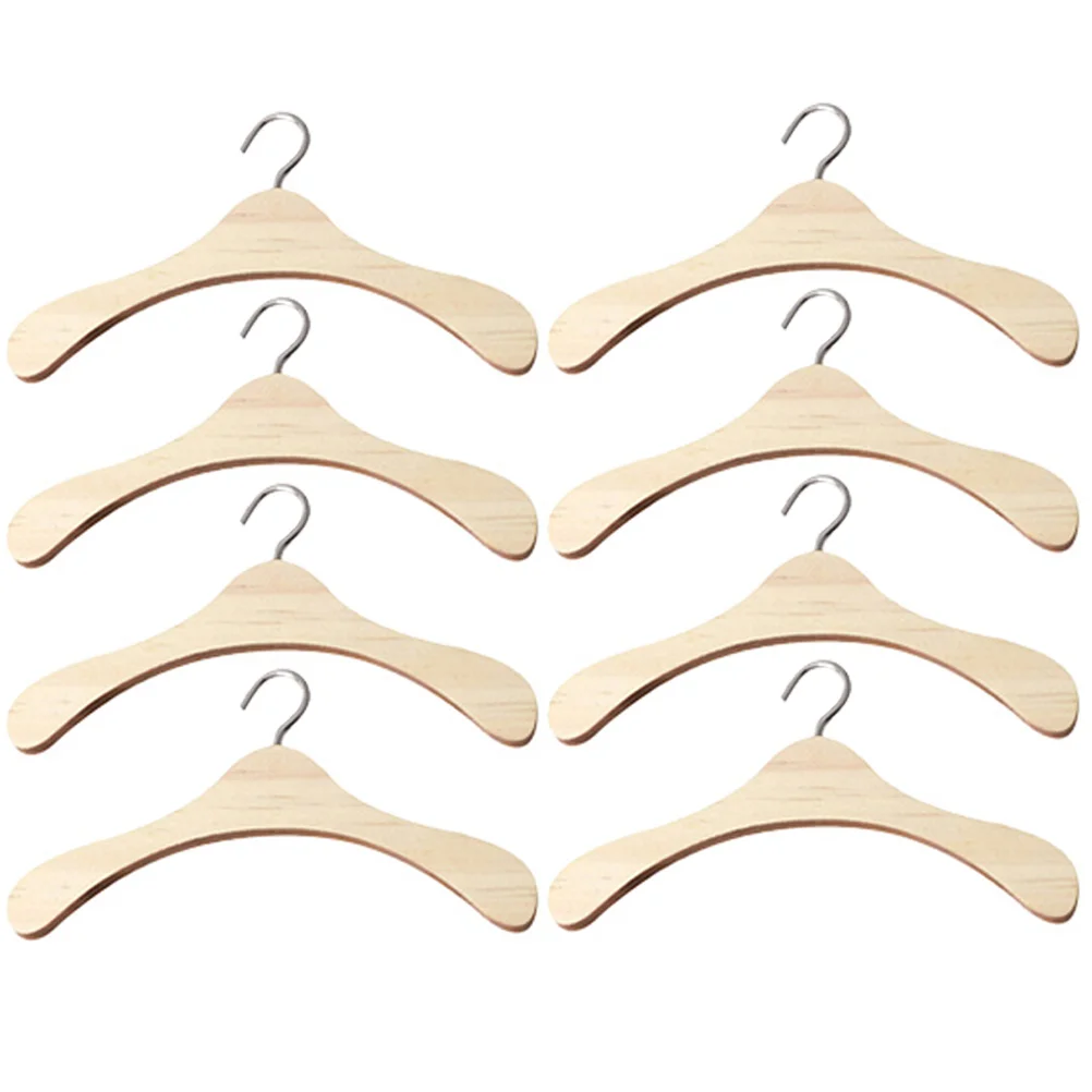 8-delige vintage hangers kleding ophangrek drager houten poppenhuis miniatuur pantoffels model