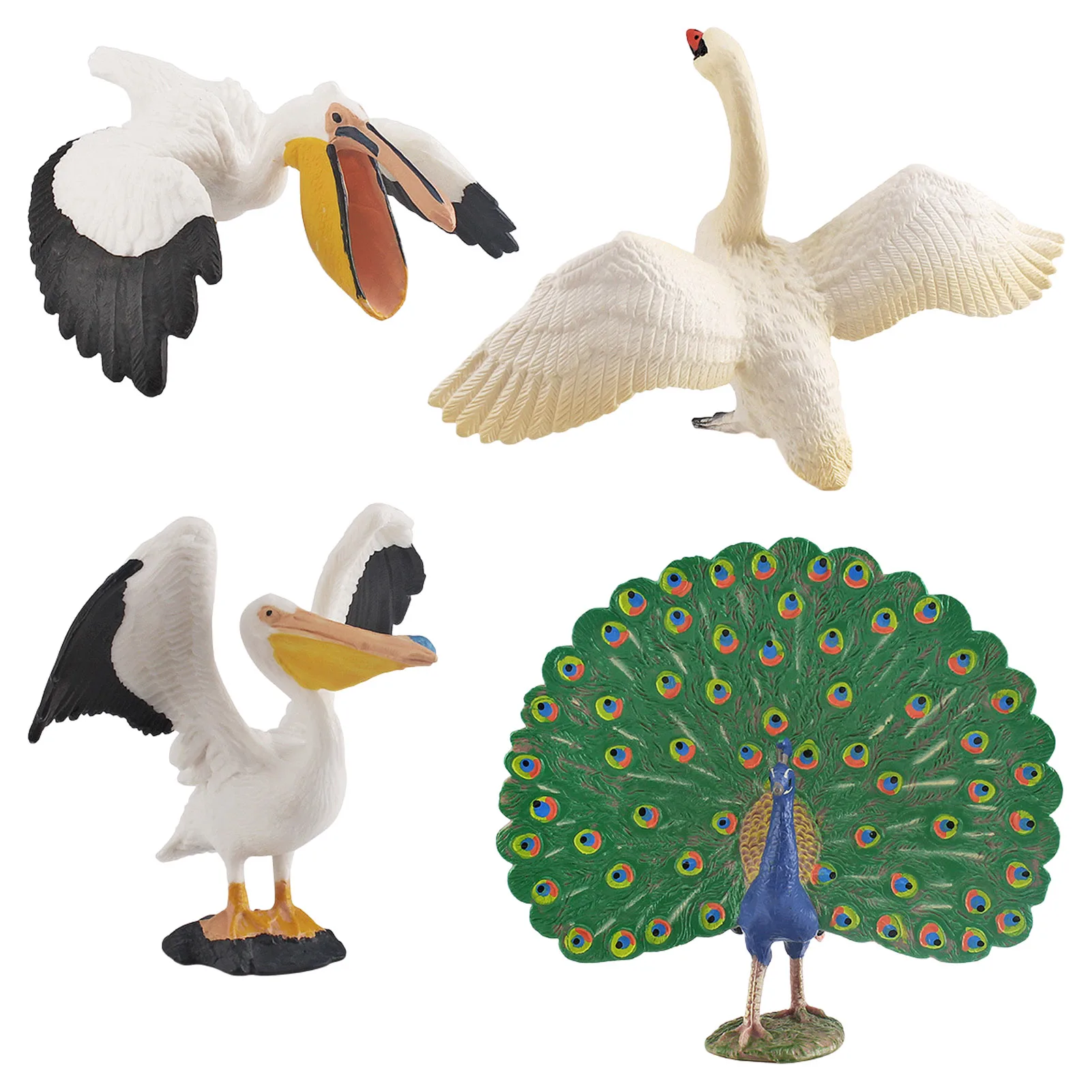 Peacocks Toy Figure Realistic Peacocks Animals Toys Set Simulated Animal Models Pelicans Swan Peacocks Models Toys Learning