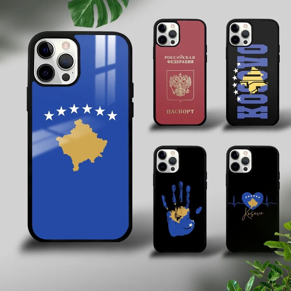 Kosovo Passport Flag Phone Case For iPhone 16 15 14 13 12 11 Pro Xs Max Mini Plus Celulares Hard Funda Dropshipping