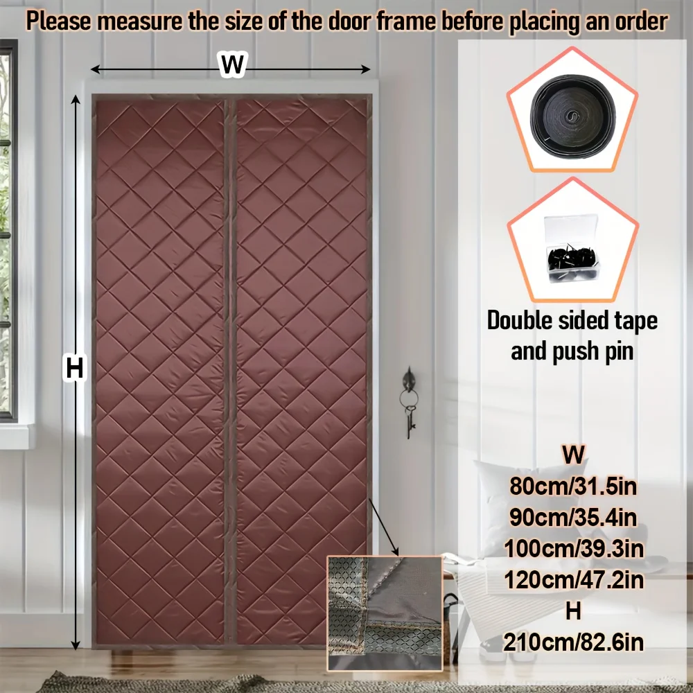 Magnetic Thermal Curtain Oxford Heavy Duty Winter Multi Color Energy Saving No Tools Install Wood Door