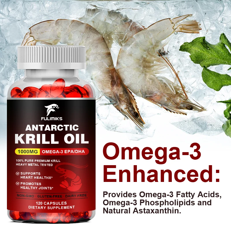 Olej Antarktyczny Krill 1000 mg, Omega-3 EPA, DHA, z astaksantyną Sup Sourced from Red Krill, maksymalna siła 120 kapsułek