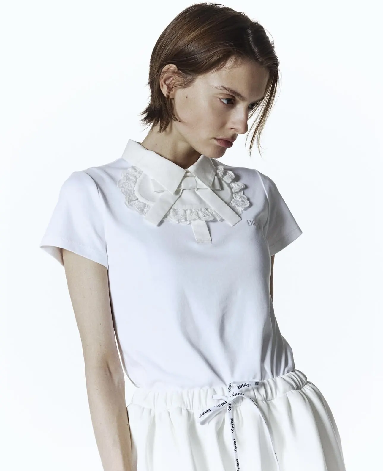 Japanese Style Bowknot Lace Trim Short Sleeve T-shirt New Summer White Tshirts for Women Everyday Commute Black T Shirt