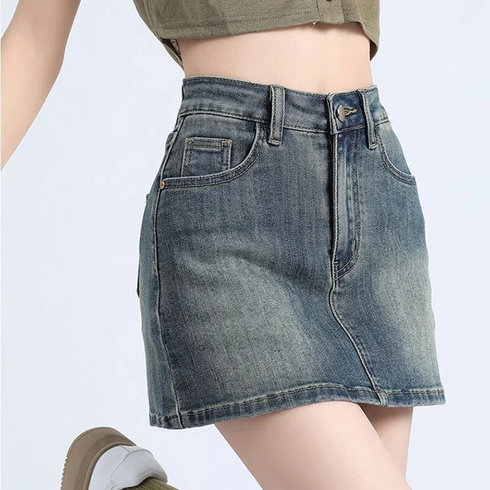 Spódnica damska na wszystkie mecze Rozciągliwa spódnica w kształcie litery A Spódnica retro Jednolity wzór Moda na wszystkie mecze Zupełnie nowy przedmiot