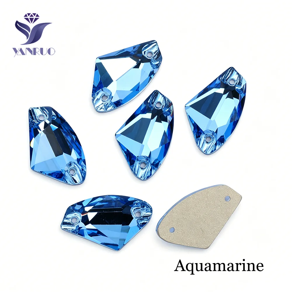 YANRUO Aquamarin Kristalle in Allen Formen zum Aufnähen, Strasssteine für Handarbeiten, Applikationen, Nähzubehör, DIY-Bastelsteine für Schmuck – Detail 6