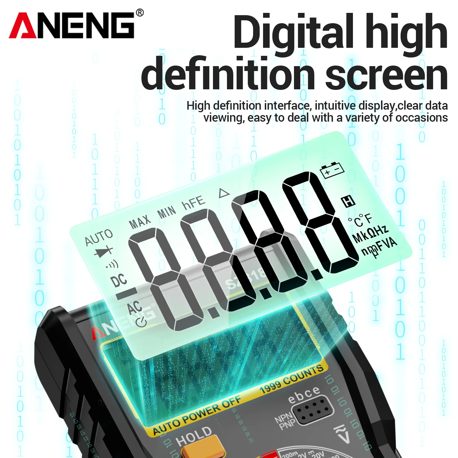 ANENG SZ818 Digital Multimeter  AC/DC Voltage Current Resistance Capacitance Diode Triode HFE Tester Data Hold Auto Power Off