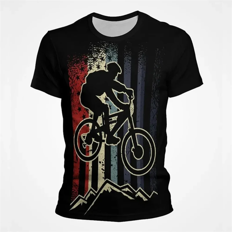 Vintage Outdoor Cycling Graphic T Shirts For Men 3D Printed Mens Bike T Shirt Tops Streetwear Bicycle Sport Jersey Tee Tops