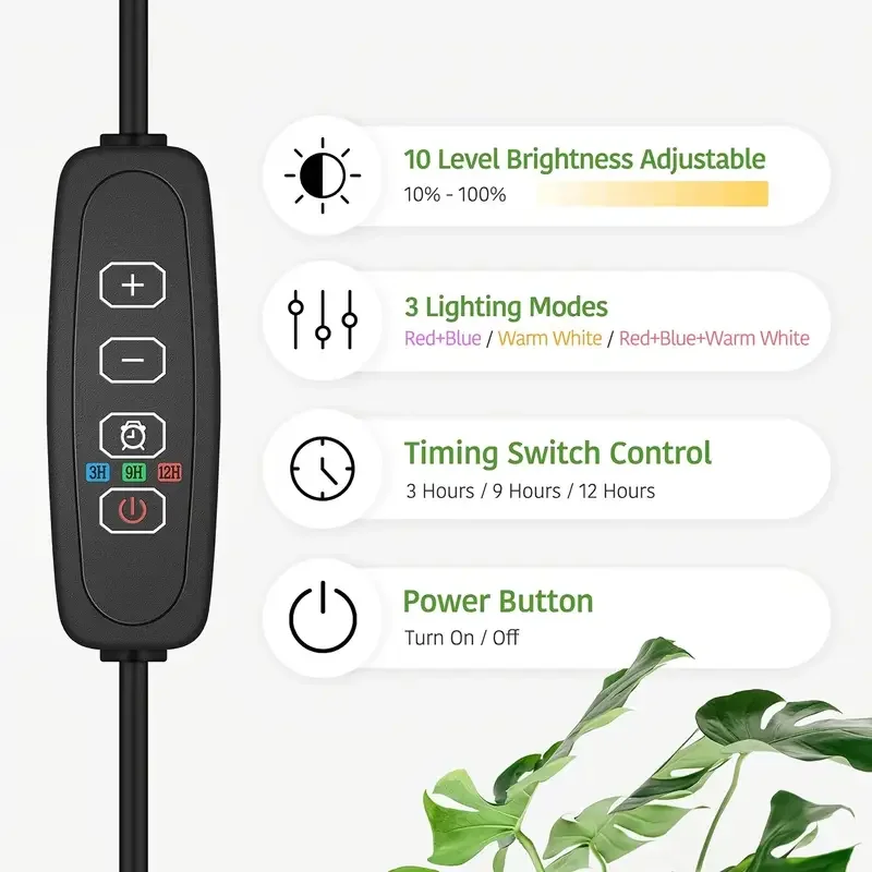 Goose - Neck LED Plant Growth Light for Indoor Plants, Full Spectrum, Timer equipped,  Brightness & 68 Inch Height Adjustable