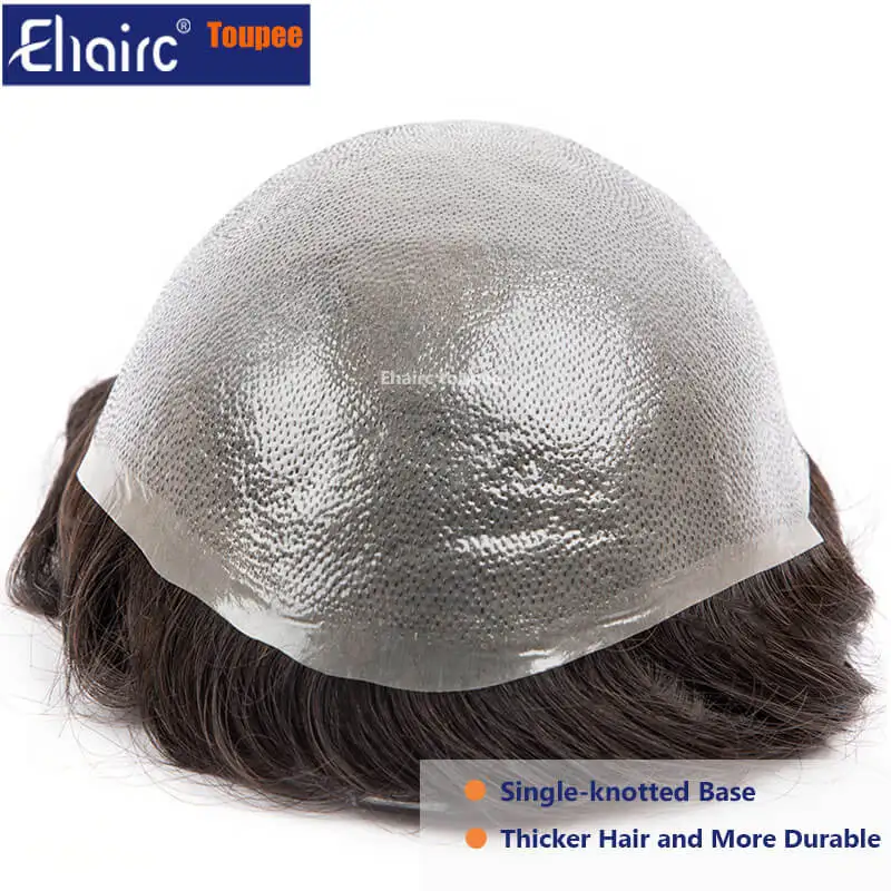 Premium Durable Knotted Microskin Male Hair Prosthesis 0.12MM Men\'s capillary prothesis 6\