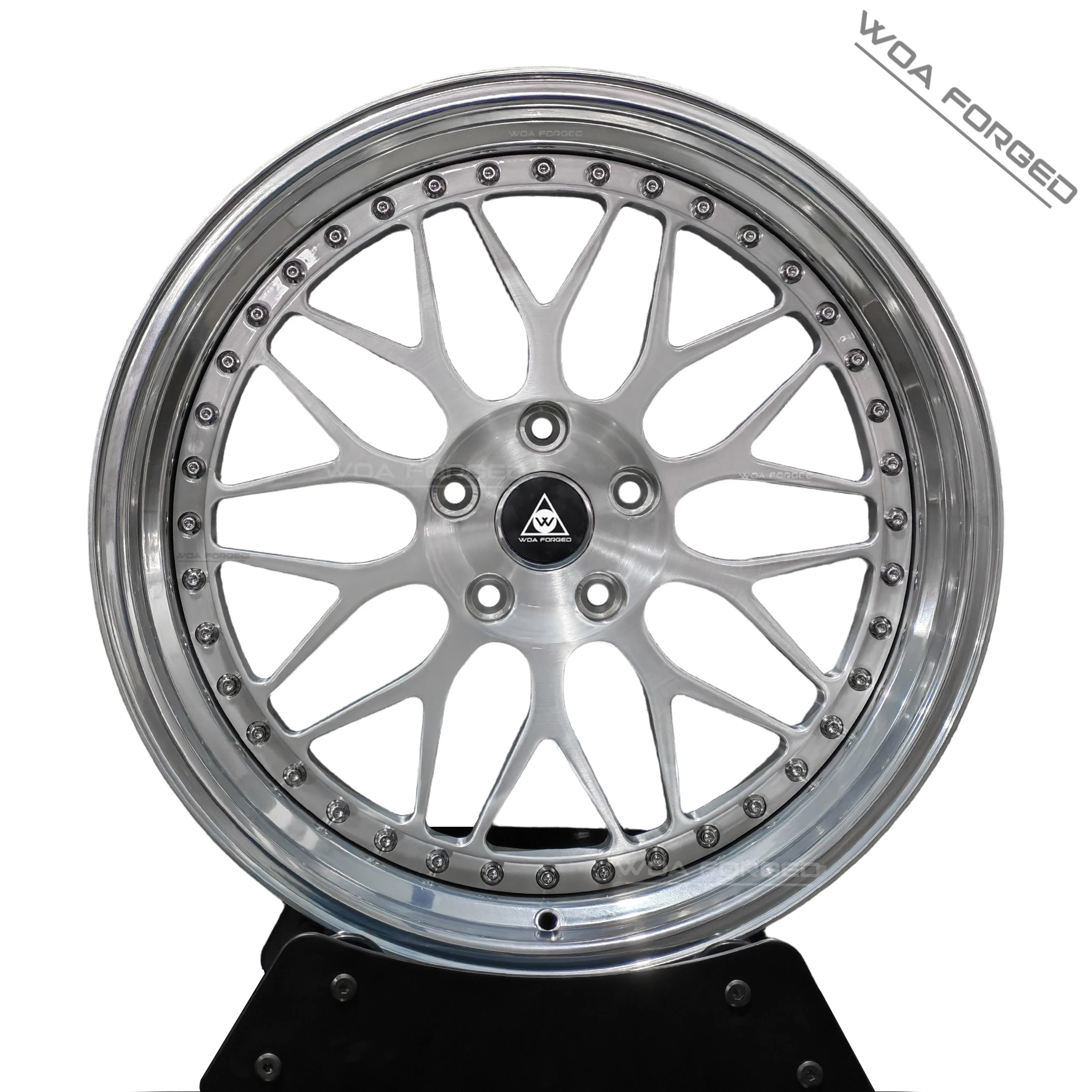 Silver Brushed Center Plate Y-spoke Forged Wheel Custom Offset Polished Lip Alloy Wheel, Suitable for BMW, Audi, Mercedes Golf