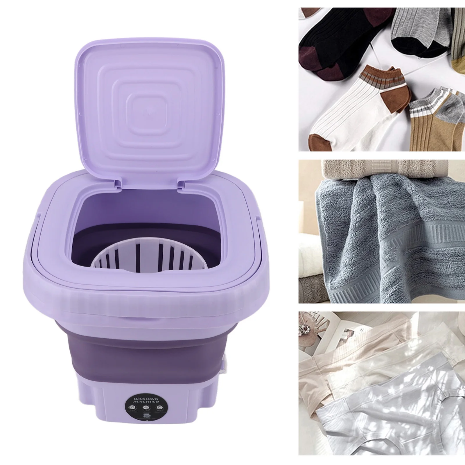 8L Portable Small Foldable Washing Machine with Spin Dryer For Socks Underwear Panties Washer Household Mini Washing Machine