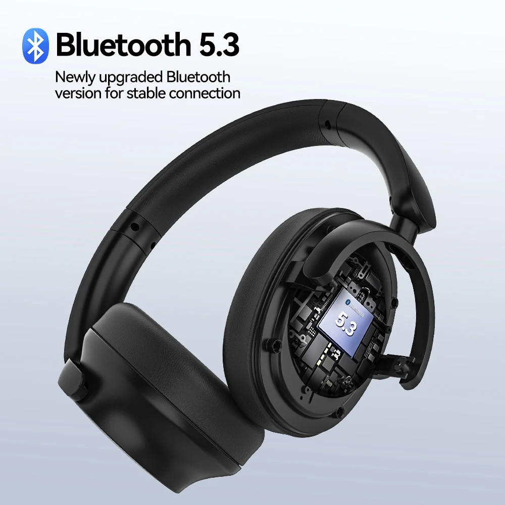 E7 PRO Wireless Bluetooth Noise Cancelling Headphones Over Ear Headphones, 80H Playtime ANC Headphone with Mics, Hi-Fi Audio