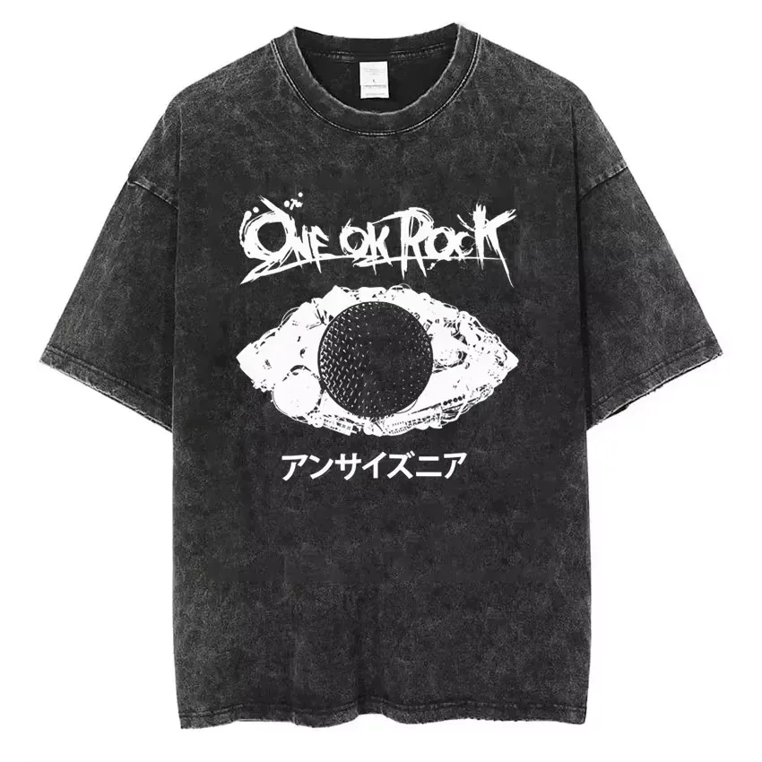 Camisetas Vintage One Ok Rock Tour Tengkorak lavadas de gran tamaño para mujeres y hombres, camiseta de algodón Street Y2k Hip Hop Harajuku, ropa superior de tendencia